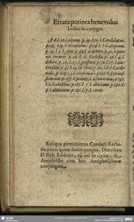 Errata potiora benevolus Lector sic corrigat