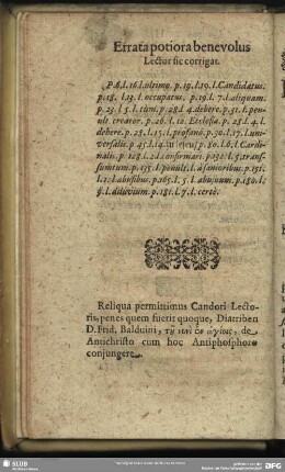Errata potiora benevolus Lector sic corrigat