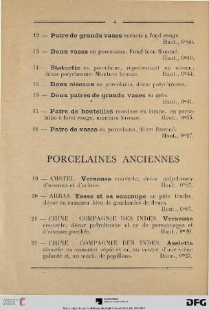 Porcelaines anciennes (Nr. 19-54)
