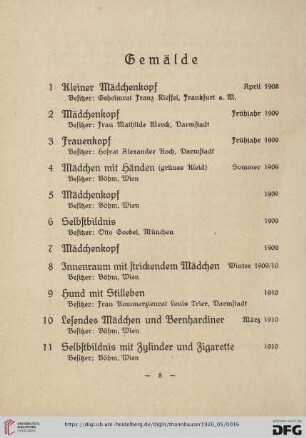 Gemälde (Nr. 1-53)
