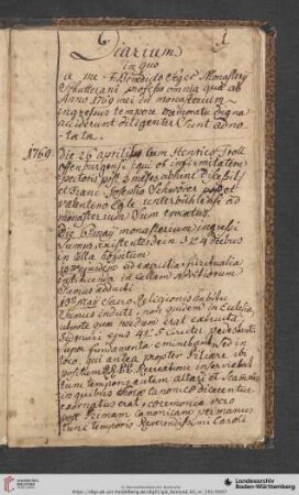 Diarium 1769
