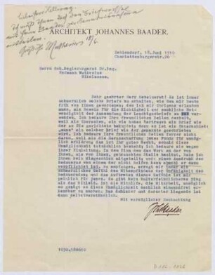 Schreiben an Hermann Muthesius (Brief)