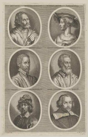 Gruppenbildnis des Matthias Grunwald, des Barthel Beham, des Hubert Goltzius, des Lamb Lombardius, des Iacob Iordaens, des Domin Zampieri