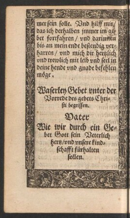 Waserley Gebet unter der Vorrede des gebets Christi begriffen.