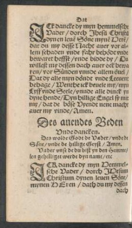 Des avendes Beden Unde dancken.