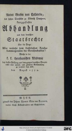 3. Wer verleiht dem kaiserlichen Reichskammergerichte die Gerichtsbarkeit?