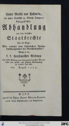 3. Wer verleiht dem kaiserlichen Reichskammergerichte die Gerichtsbarkeit?