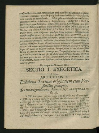 Sectio I. Exegetica.