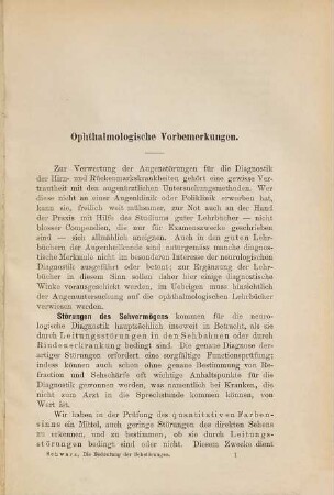 Die Bedeutung der Augenstörungen für die Diagnose der Hirn- und Rückenmarks-Krankheiten : Für Ärzte besonders Neurologen u. Ophthalmologen