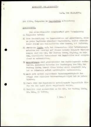 Anlage II. Tagesbefehl