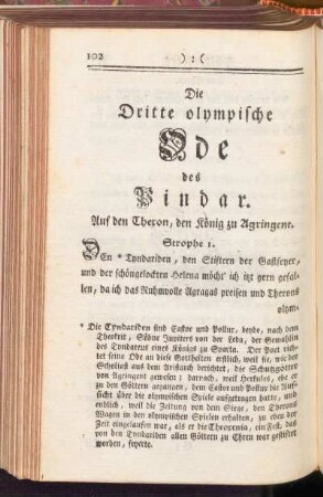 Die Dritte olympische Ode des Pindar