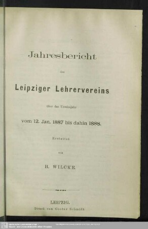 1887/88: Jahresbericht des Leipziger Lehrervereins : über d. ... Vereinsjahr