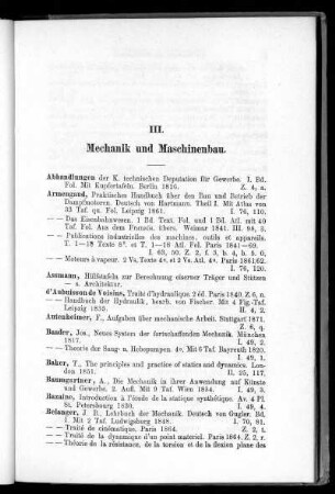 III. Mechanik und Maschinenbau