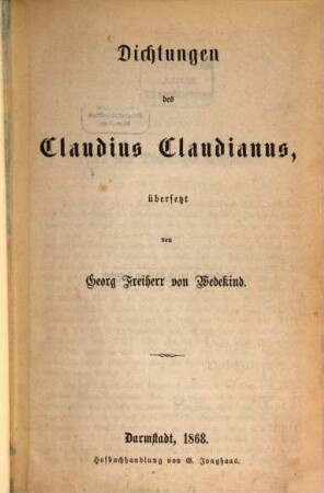 Dichtungen des Claudius Claudianus