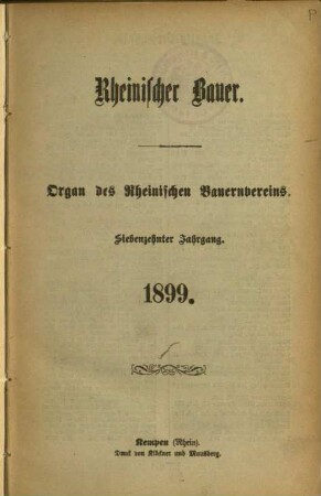 Rheinischer Bauer / 17. Jahrgang 1899