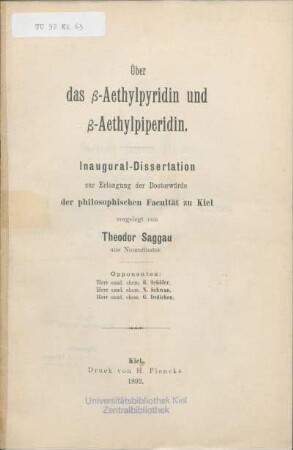 Über das β-Aethylpyridin und β-Aethylpiperidin