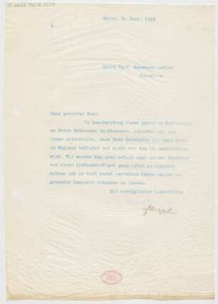 Brief an Bernhard Sekles : 08.06.1910