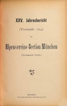 Jahresbericht : Vereinsjahr ... 25. 1894