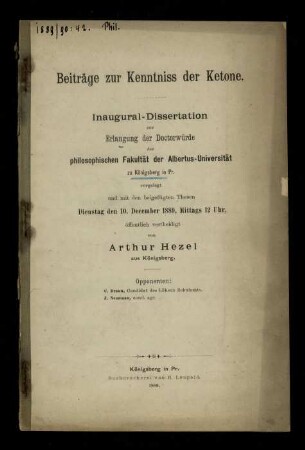 Beiträge zur Kenntniss der Ketone