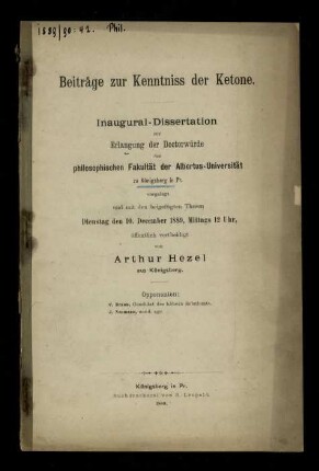 Beiträge zur Kenntniss der Ketone