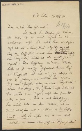 Brief an Ludwig Strecker  : 16.10.1910