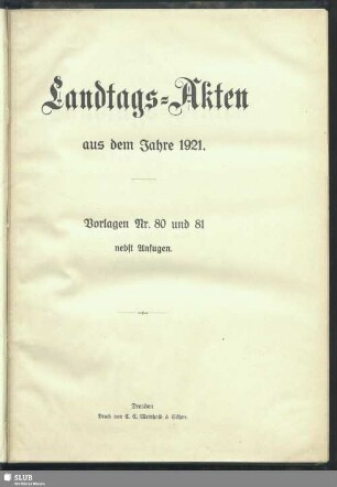 1.1920/22,2: Landtags-Akten / Vorlagen