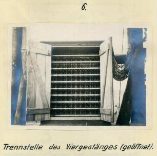 Foto der geöffneten Trennstelle eines Viergestänges für die Fernsprechleitungen in Menen (Menin)