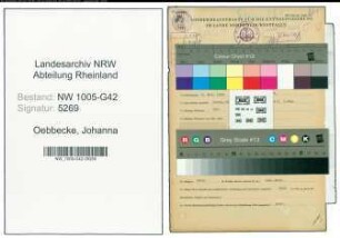Entnazifizierung Johanna Oebbecke , geb. 09.11.1902 (Putzmacherin)