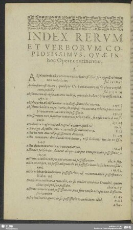 Index Rerum Et Verborum Copiosissimus, Quae In hoc Opere continentur
