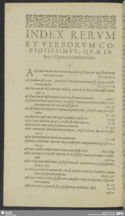 Index Rerum Et Verborum Copiosissimus, Quae In hoc Opere continentur