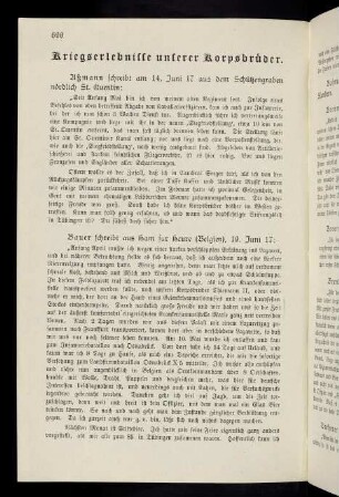 696-705, Kriegserlebnisse unserer Korpsbrüder