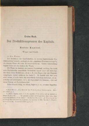 Erstes Kapitel. Waare und Geld