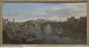 Romvedute mit dem Ponte Rotto und Blick auf den Aventin
