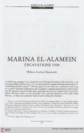 10: Marina el-Alamein : excavations 1998