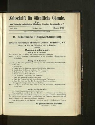 Heft XIV. 30. Juli 1911. Jahrgang XVII.