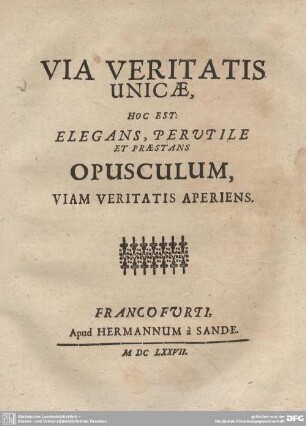 Via Veritatis Unicae.