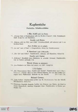 Kupferstiche, Farbstiche, Schabkunstblätter (Nr. 1-32)