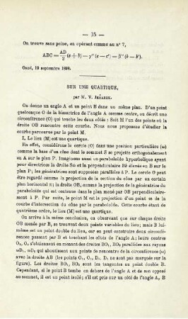 SUR UNE QUARTIQUE