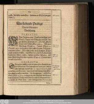 Die siebende Predigt/ Von der Göttlichen Vorsehung.
