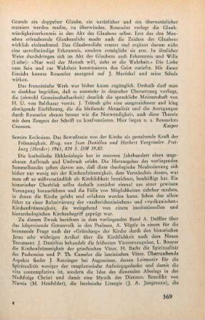 369-370 [Rezension] Sentire Ecclesiam