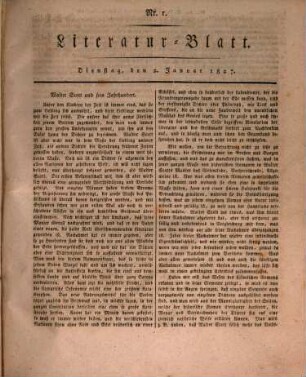 Morgenblatt für gebildete Stände. Literatur-Blatt, 1827