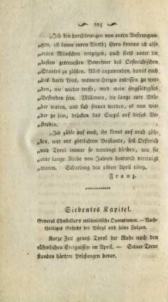 Siebentes Kapitel. General Chasteller's militairische Operationen ...