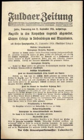 Ausgabe vom Donnerstag, den 21. September 1916.