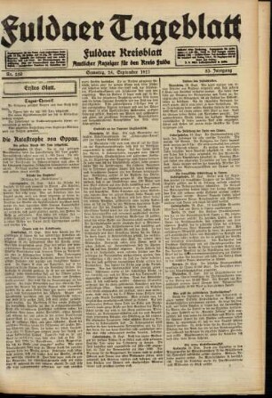 Erste Ausgabe vom Samstag, den 24. September 1921.