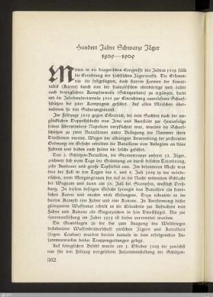 Hundert Jahre Schwarze Jäger 1809-1909