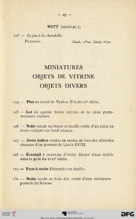 Miniatures Objets De Vitrine Objets Divers (Nr. 124-137)