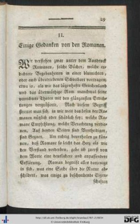 II. Einige Gedanken von den Romanen.