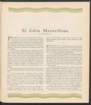 El Cáliz Maravilloso : Parábola