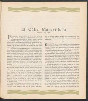 El Cáliz Maravilloso : Parábola