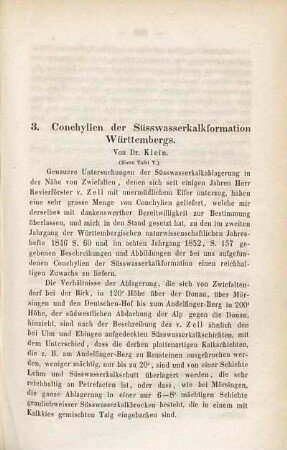Conchylien der Süsswasserkalkformation Württembergs
